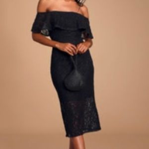 Black lace off the shoulder dress